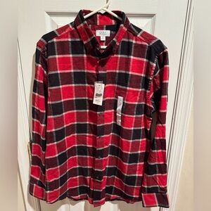 NEW Croft & Barrow Extra Soft Long Sleeve Flannel Black & Red Shirt Men's M